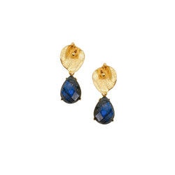 Halcyon & Hadley Lily Statement Stud Earrings in Matte Gold and Labradorite - Women's Earrings - Women's Jewelry - Unique Earrings - Statement Earrings