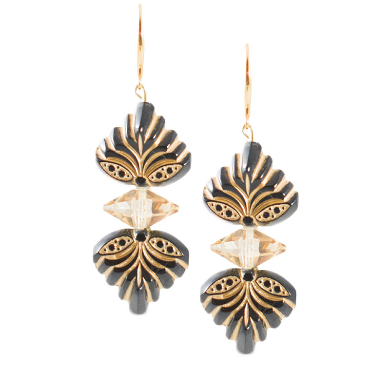 Art Deco Violet Statement Earrings with Swarovski Crystals