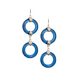 Halcyon & Hadley Hollywood Regency Earrings in Sapphire Blue and Silver - Women's Earrings - Women's Jewelry - Unique Earrings - Statement Earrings