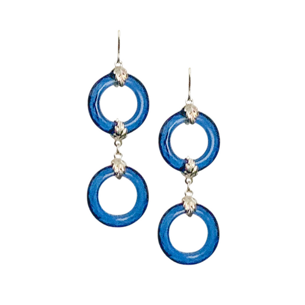Halcyon & Hadley Hollywood Regency Earrings in Sapphire Blue and Silver - Women's Earrings - Women's Jewelry - Unique Earrings - Statement Earrings