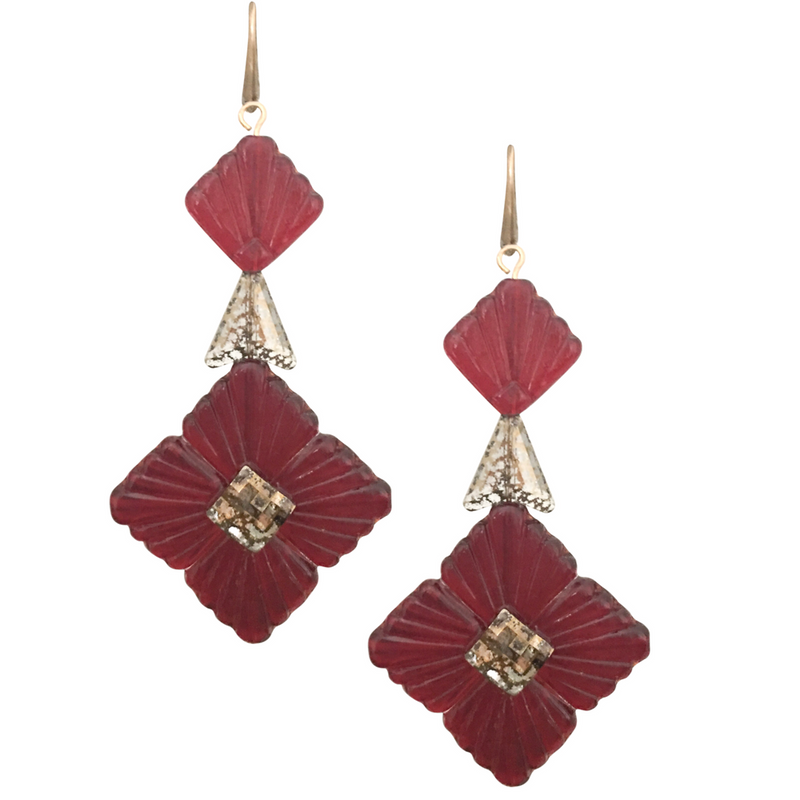 Lush Ribbon Siam Garnet Swarovski Earrings | Autumn and May