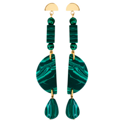 Halcyon & Hadley Malachite Linear Earrings - Women's Earrings - Women's Jewelry - Unique Earrings - Statement Earrings