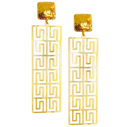 Halcyon & Hadley Athena Greek Key Statement Earrings - Women's Earrings - Women's Jewelry - Unique Earrings - Statement Earrings