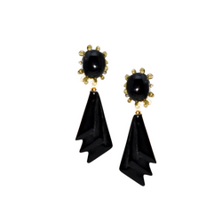 Halcyon & Hadley Forbidden City Drop Earrings in Onyx & Gold - Women's Earrings - Women's Jewelry - Unique Earrings - Statement Earrings