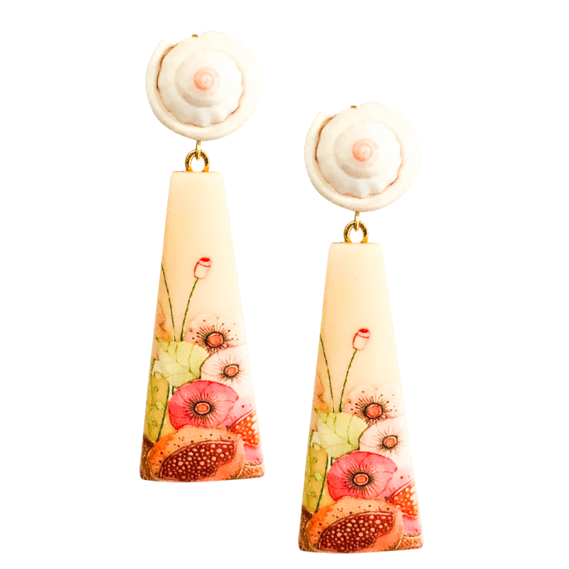 Halcyon & Hadley Under the Sea Statement Earrings with Spiral Shells - Women's Earrings - Women's Jewelry - Unique Earrings - Statement Earrings