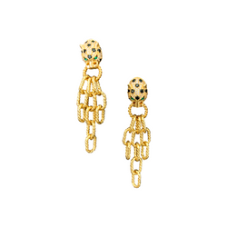 Halcyon & Hadley Cheetah Statement Earrings with Black and Emerald Pave - Women's Earrings - Women's Jewelry - Unique Earrings - Statement Earrings