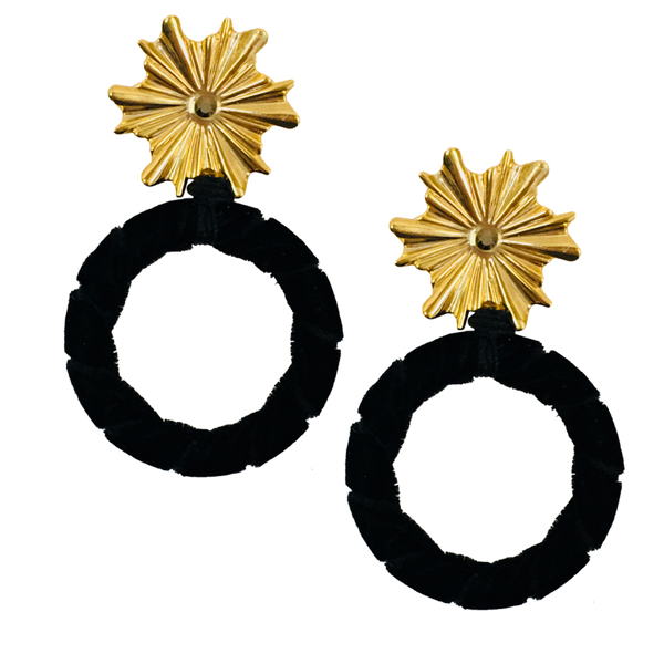 Halcyon & Hadley Ray of Light Statement Earrings in Black Velvet - Women's Earrings - Women's Jewelry - Unique Earrings - Statement Earrings