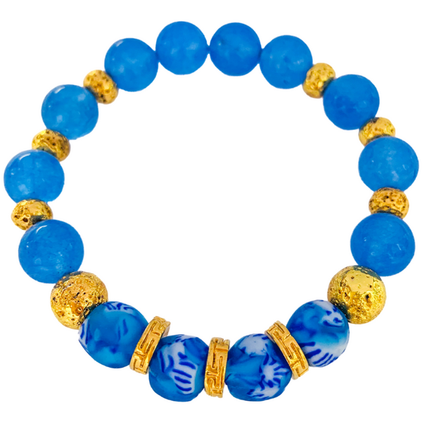 Halcyon & Hadley Amphitrite Bracelet with Glass and Blue Chalcedony Beads - Women's Earrings - Women's Jewelry - Unique Earrings - Statement Earrings