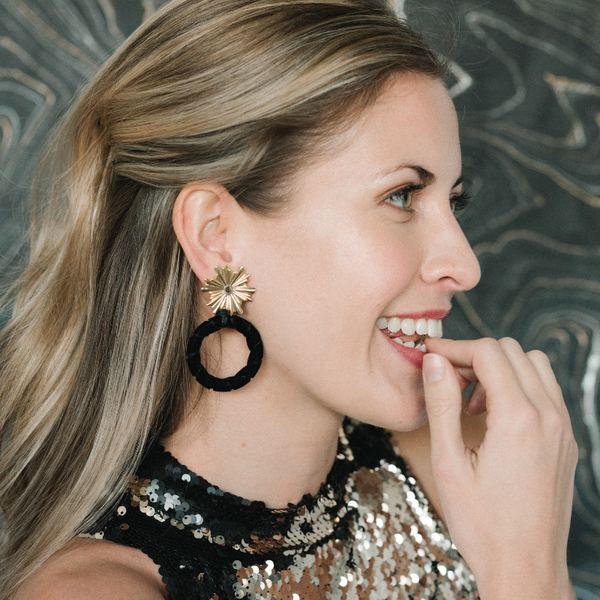 Halcyon & Hadley Ray of Light Statement Earrings in Black Velvet - Women's Earrings - Women's Jewelry - Unique Earrings - Statement Earrings