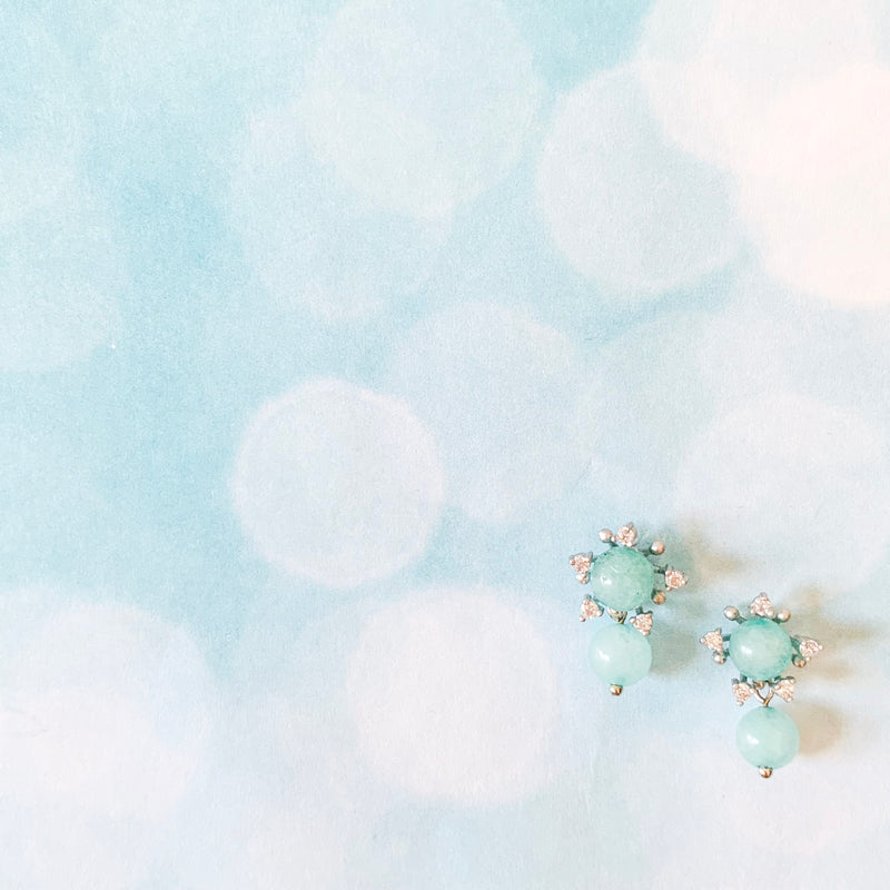 Halcyon & Hadley Amazonite First Frost Stud Earrings - Women's Earrings - Women's Jewelry - Unique Earrings - Statement Earrings