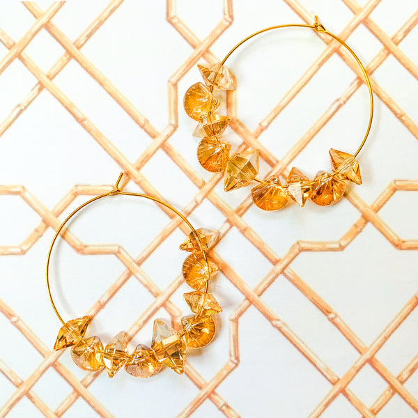 Halcyon & Hadley Swarovski Sunshine Hoop Earrings - Women's Earrings - Women's Jewelry - Unique Earrings - Statement Earrings