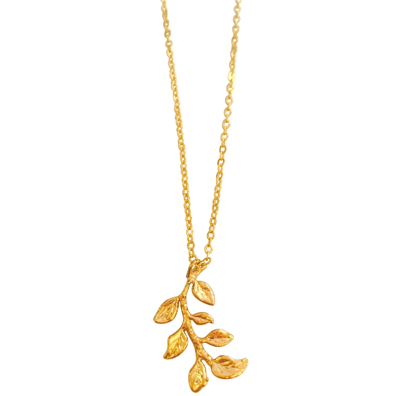 Gilded Olive Branch Necklace in Gold