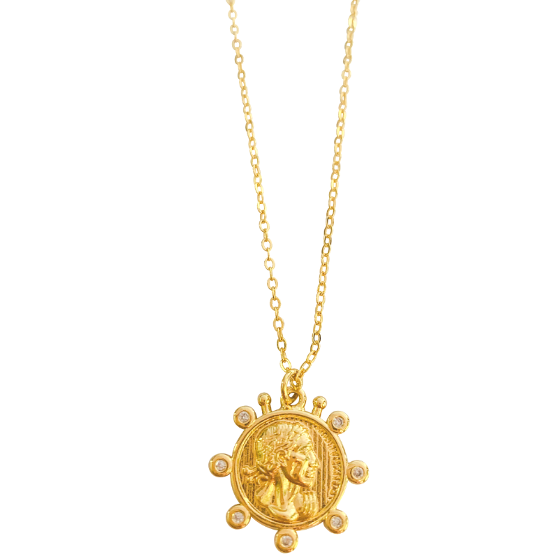 Grecian Pave Coin Necklace