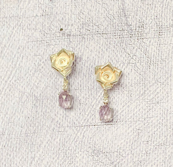 Halcyon & Hadley Amethyst and Sterling Silver English Rose Earrings - Women's Earrings - Women's Jewelry - Unique Earrings - Statement Earrings