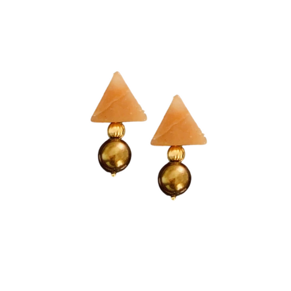Triple Threat Statement Stud with Red Aventurine and Bronze Coffee Baroque Pearls