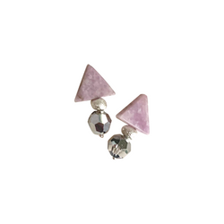 Halcyon & Hadley Triple Threat Statement Stud with Lavender Kunzite and Metallic Silver Swarovski Crystals - Women's Earrings - Women's Jewelry - Unique Earrings - Statement Earrings