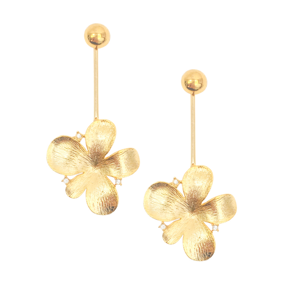 Halcyon & Hadley Gold-Filled Pave Flower Pop Statement Earrings - Women's Earrings - Women's Jewelry - Unique Earrings - Statement Earrings