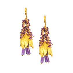 Halcyon & Hadley Viridiflora Tulip Statement Earrings in Amethyst and Gold - Women's Earrings - Women's Jewelry - Unique Earrings - Statement Earrings