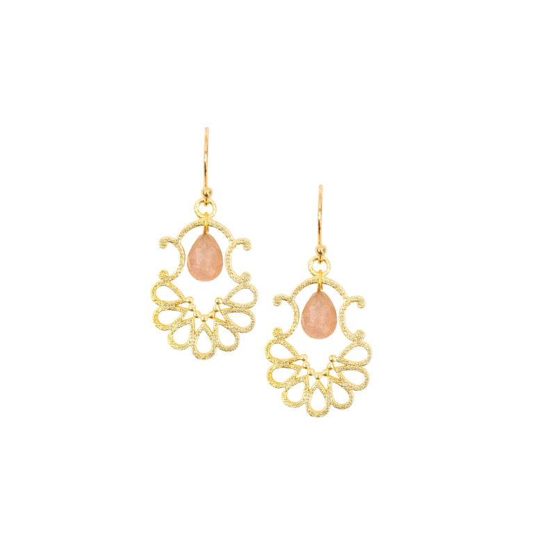 Halcyon & Hadley Petite Palais Gold Earrings with Teardrop Gemstones - Women's Earrings - Women's Jewelry - Unique Earrings - Statement Earrings