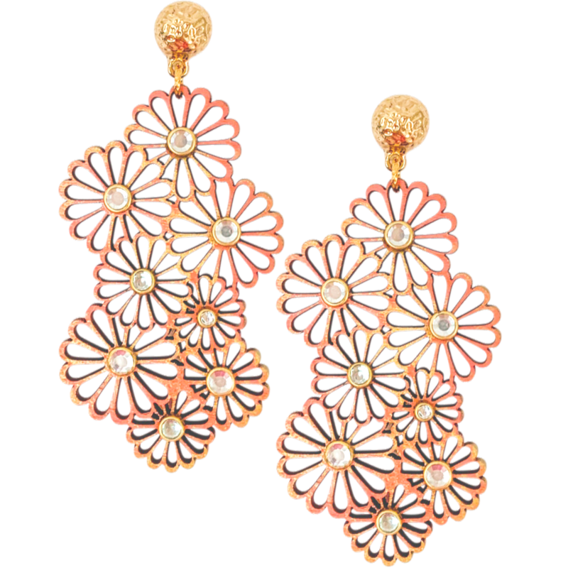 Halcyon & Hadley Coral Daises Statement Earrings - Women's Earrings - Women's Jewelry - Unique Earrings - Statement Earrings