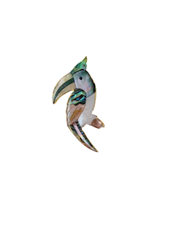 Halcyon & Hadley Aracari Brooch with Mother of Pearl Inlay - Women's Earrings - Women's Jewelry - Unique Earrings - Statement Earrings