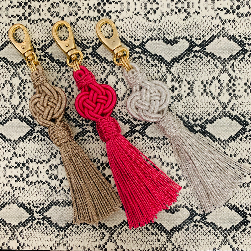 Halcyon & Hadley Moroccan Silk Tassel Bag Charm in Silver - Women's Earrings - Women's Jewelry - Unique Earrings - Statement Earrings
