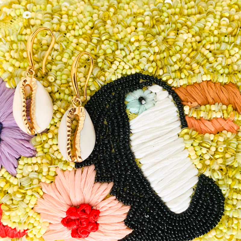 Halcyon & Hadley Gilded Cowrie Drop Earrings - Women's Earrings - Women's Jewelry - Unique Earrings - Statement Earrings