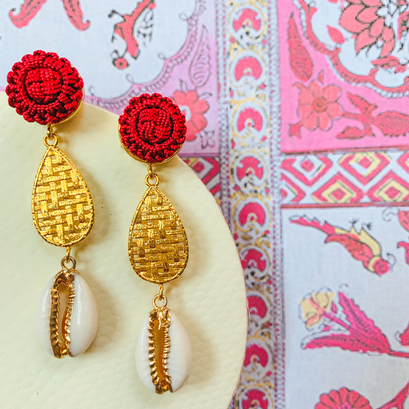 Halcyon & Hadley Palm Beach Puka Shell Statement Earrings - Women's Earrings - Women's Jewelry - Unique Earrings - Statement Earrings