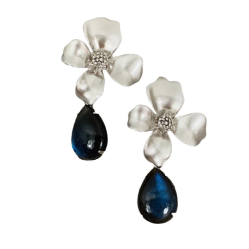 Dogwood Statement Drop Earrings with Labradorite
