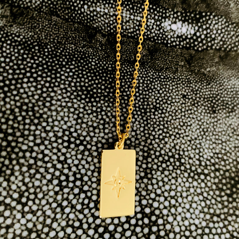 Halcyon & Hadley North Star Tag Necklace in Gold - Women's Earrings - Women's Jewelry - Unique Earrings - Statement Earrings