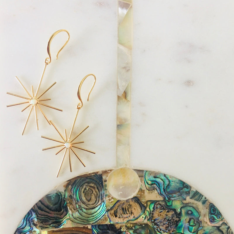 Halcyon & Hadley Gold-Filled Superstar Statement Earrings with Ethiopian Welo Opals - Women's Earrings - Women's Jewelry - Unique Earrings - Statement Earrings