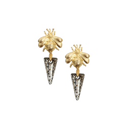 Halcyon & Hadley Queen Bee Drop Earrings with Swarovski Crystal Stingers - Women's Earrings - Women's Jewelry - Unique Earrings - Statement Earrings